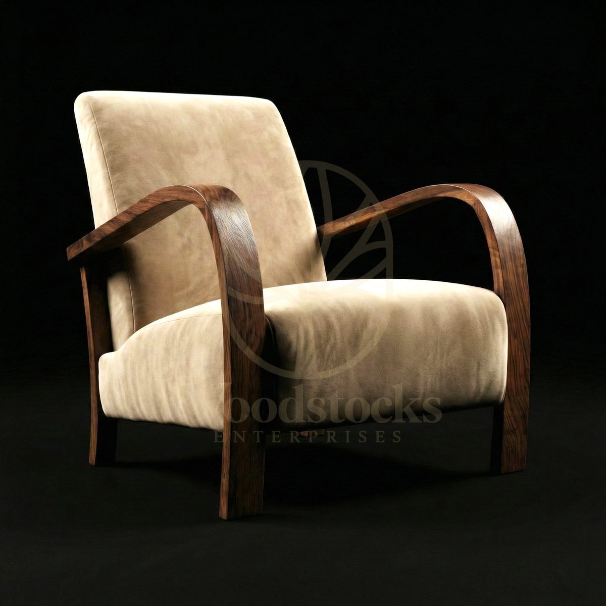 Luxury Teak Deauville Art Deco Lounge Chair, Saharanpur, Living Room Chair