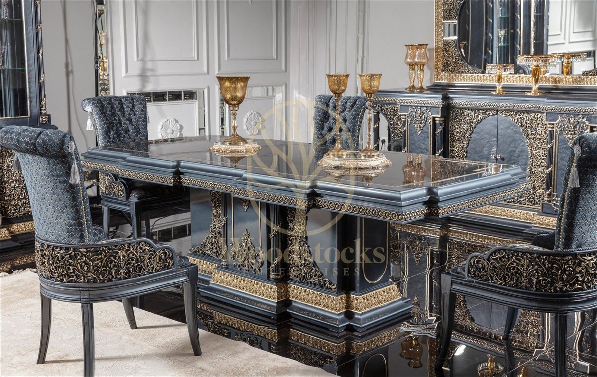 Teak Palace Blue and Silver Dining Set, view 7