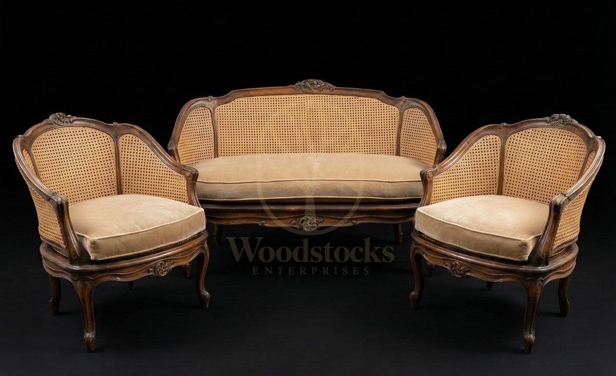 Royal Teak Provençal Cane Serenade Louis XV Sofa Set, Saharanpur, view 2
