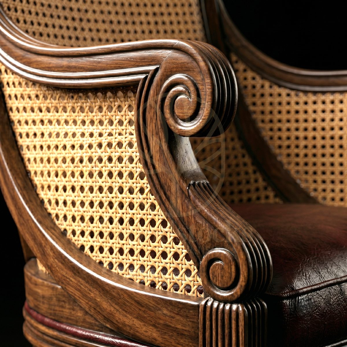 Hand Carved Teak Carlton House Cane Bergère, Saharanpur, view 3