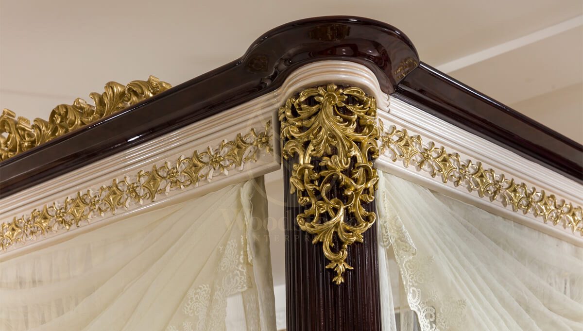 Royal Beril Hand Carved Teak Four Poster Bed, Saharanpur, view 5