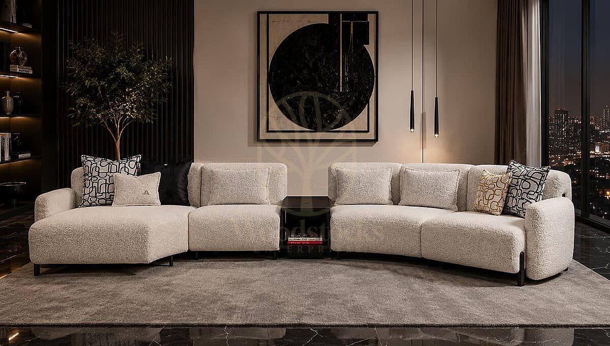 Luxury Cortina Handcrafted Teak L-Shape Sofa III, Saharanpur, L Shape Sofa