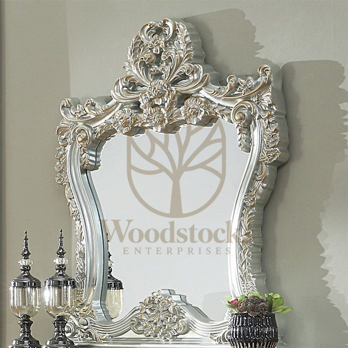 Teak Vintage Belle Silver Decorative Mirror, alternate view