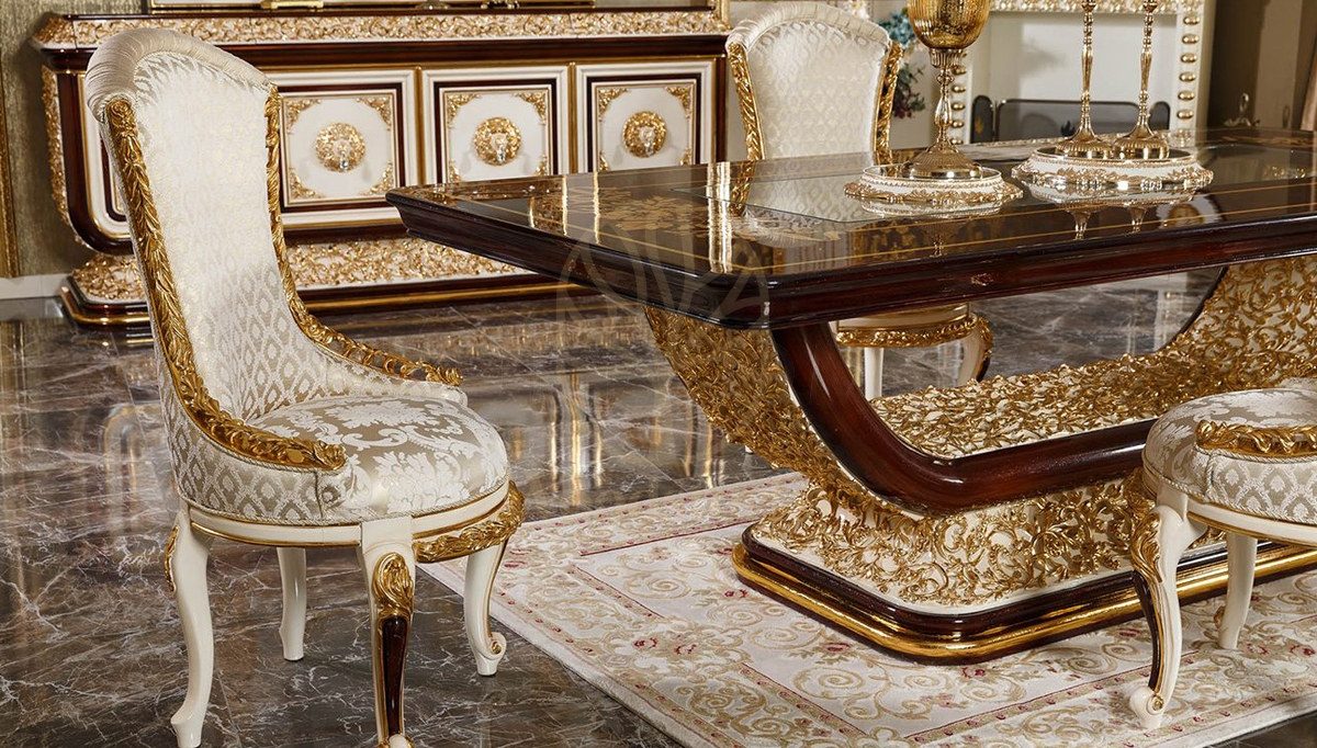 Royal Oxford Hand Carved Teak Dining Table Set II, Saharanpur, view 4