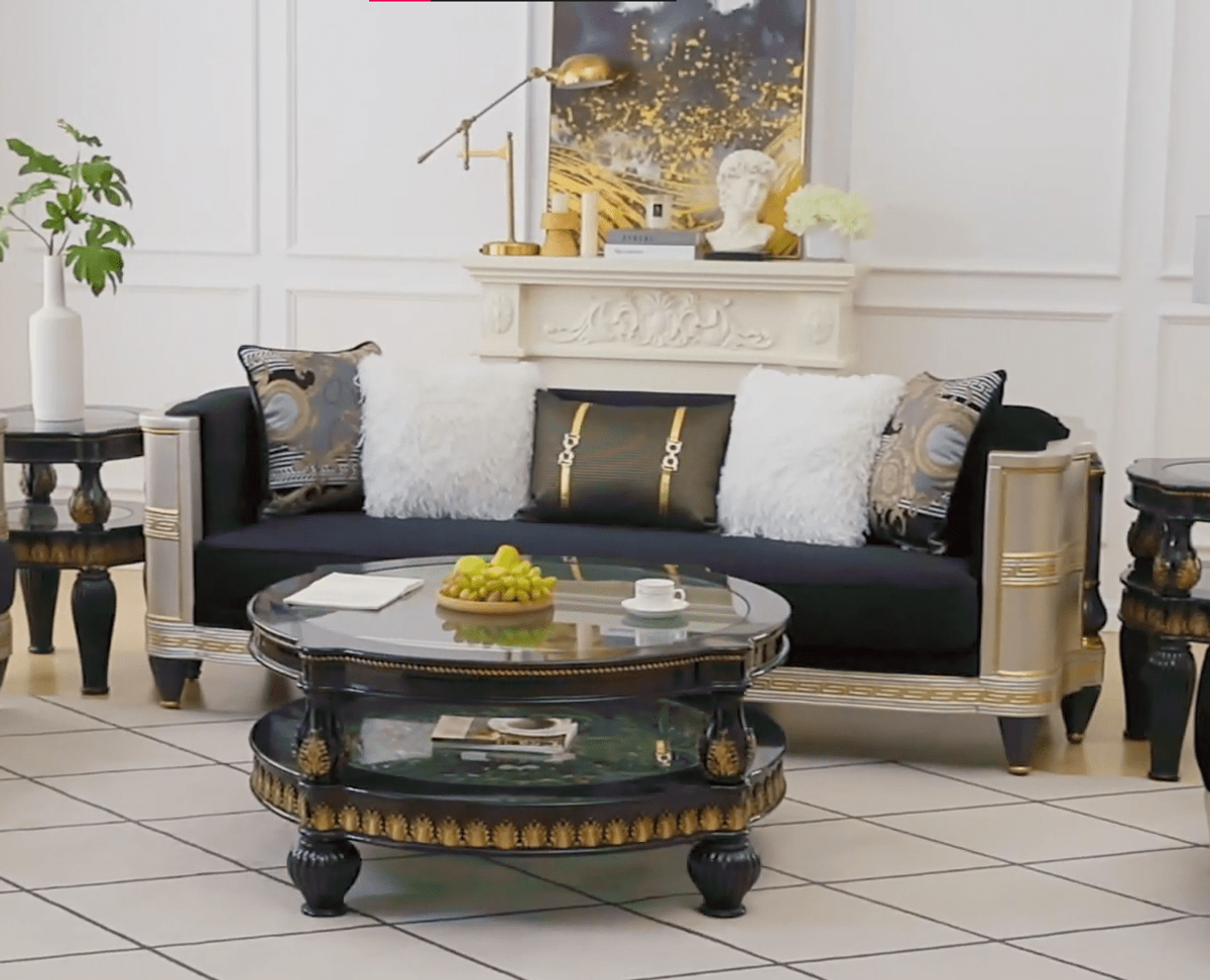 WSE High Quality Teak Wood Contemporary Silver Sofa Set III, Sofa Set