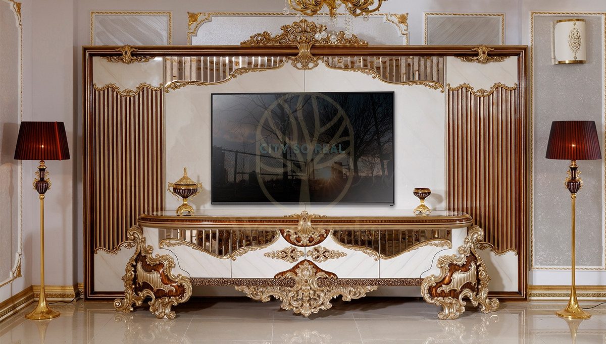 Royal Lord Hand Carved Teak TV Cabinet, Saharanpur, view 2