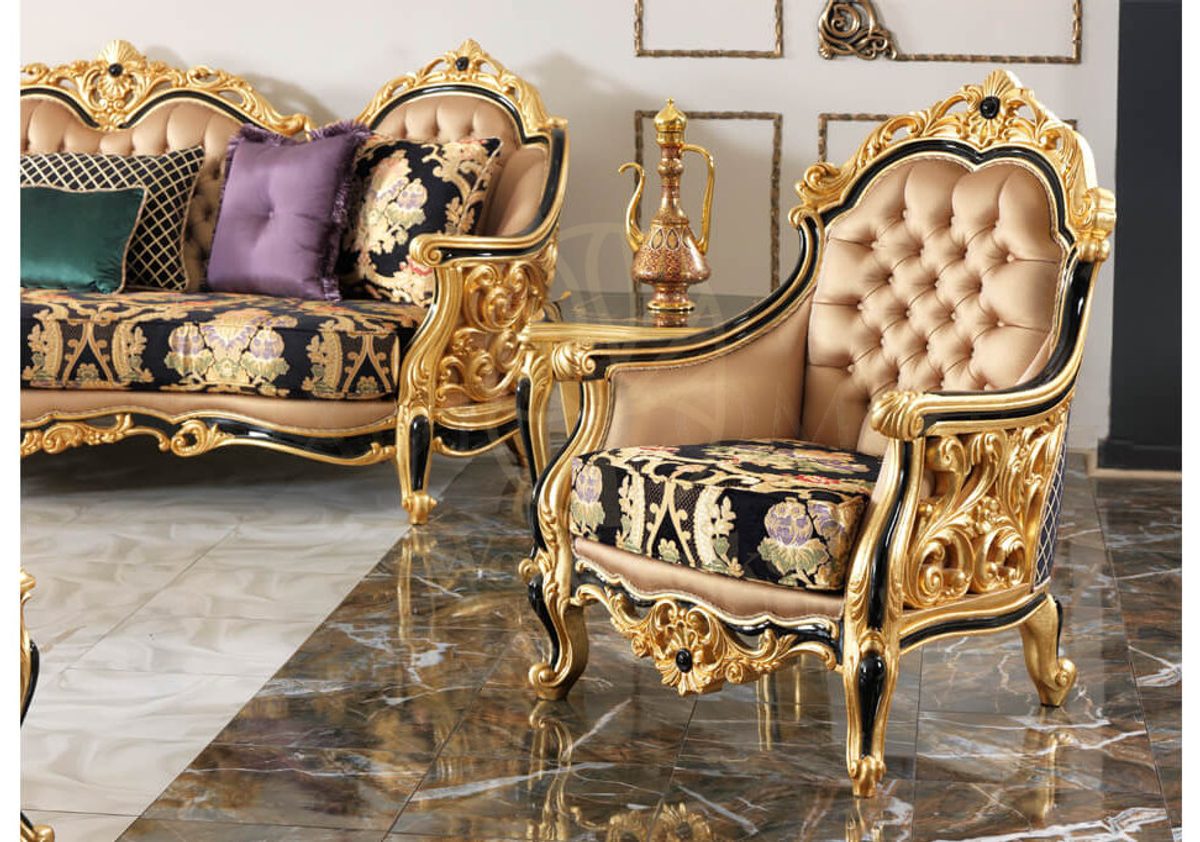 Royal Harzemsah Black Hand Carved Teak Sofa Set, Saharanpur, view 4
