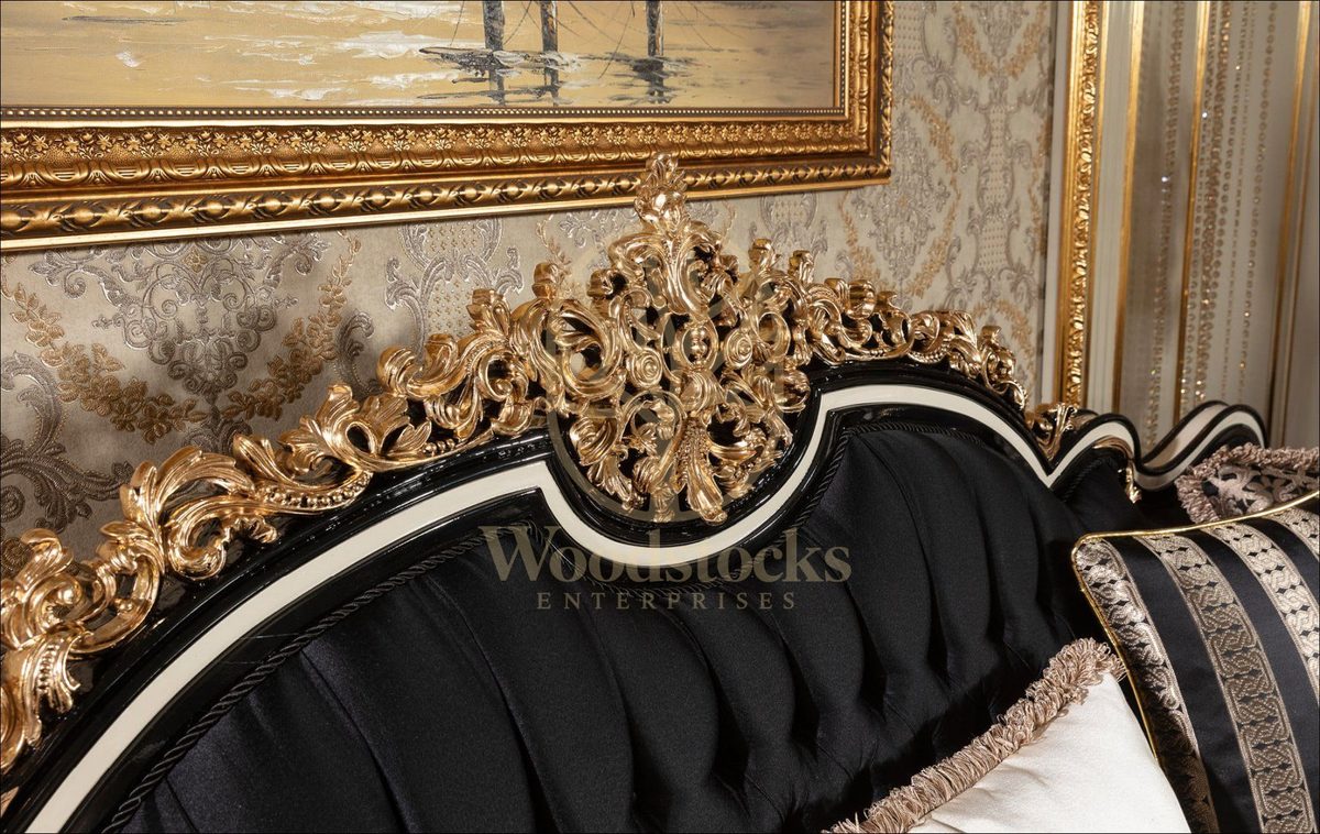 Teak Lyon Black and Gold Tufted Sofa Set, view 7