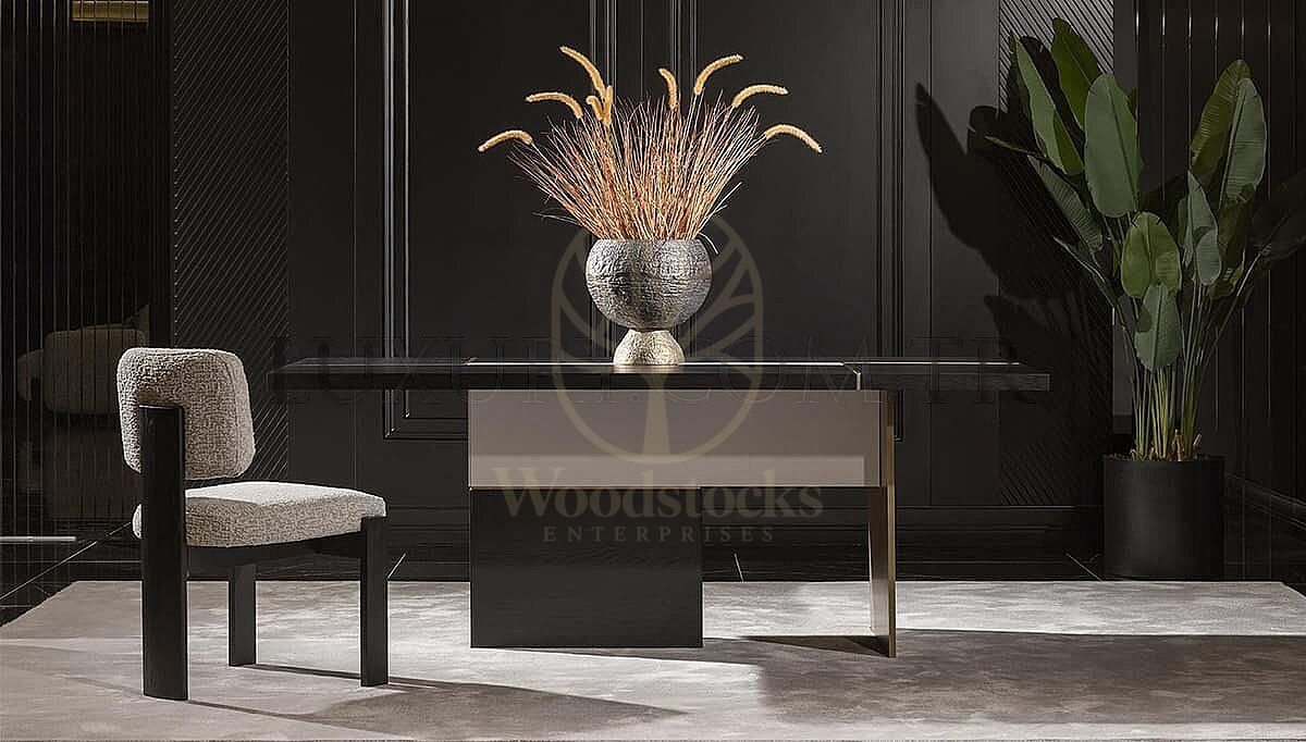 Luxury Cortina Black Handcrafted Teak Dining Table Set, Saharanpur, view 2