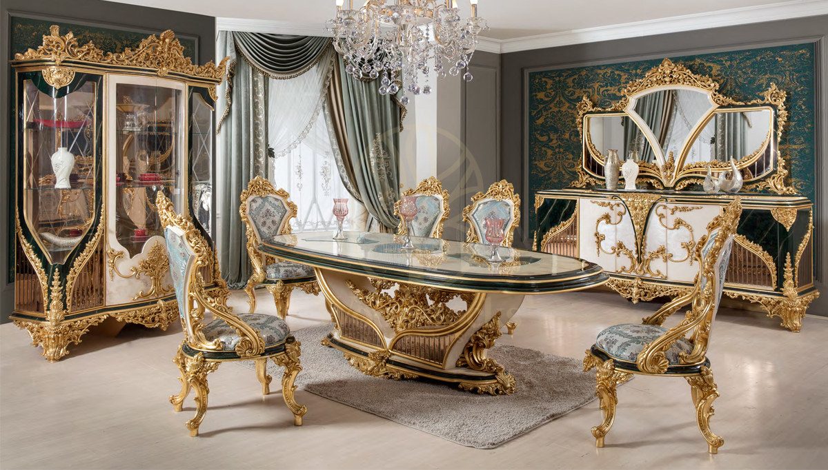 Royal Mercan Hand Carved Teak Dining Table Set III, Saharanpur, Dining Table