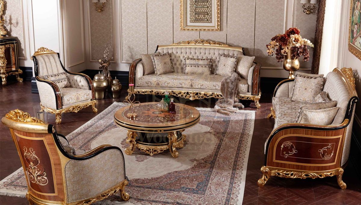 Royal Panamera Marquetry Hand Carved Teak Sofa Set, Saharanpur, view 3