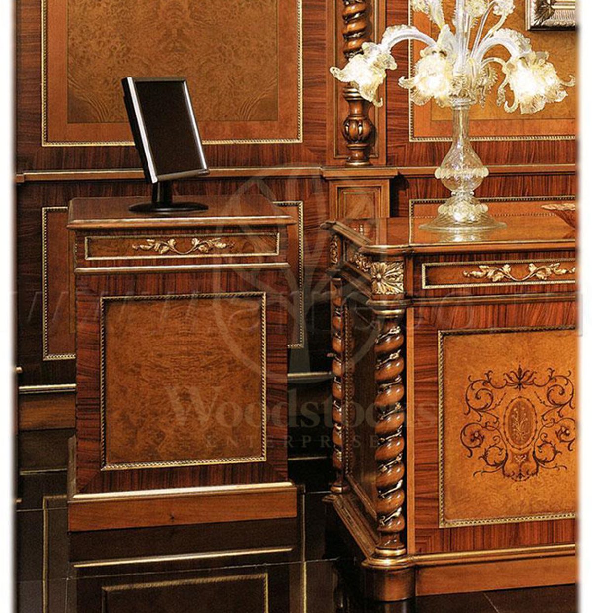 Royal Silases Bronze Hand Carved Teak Office Table, Saharanpur, view 3