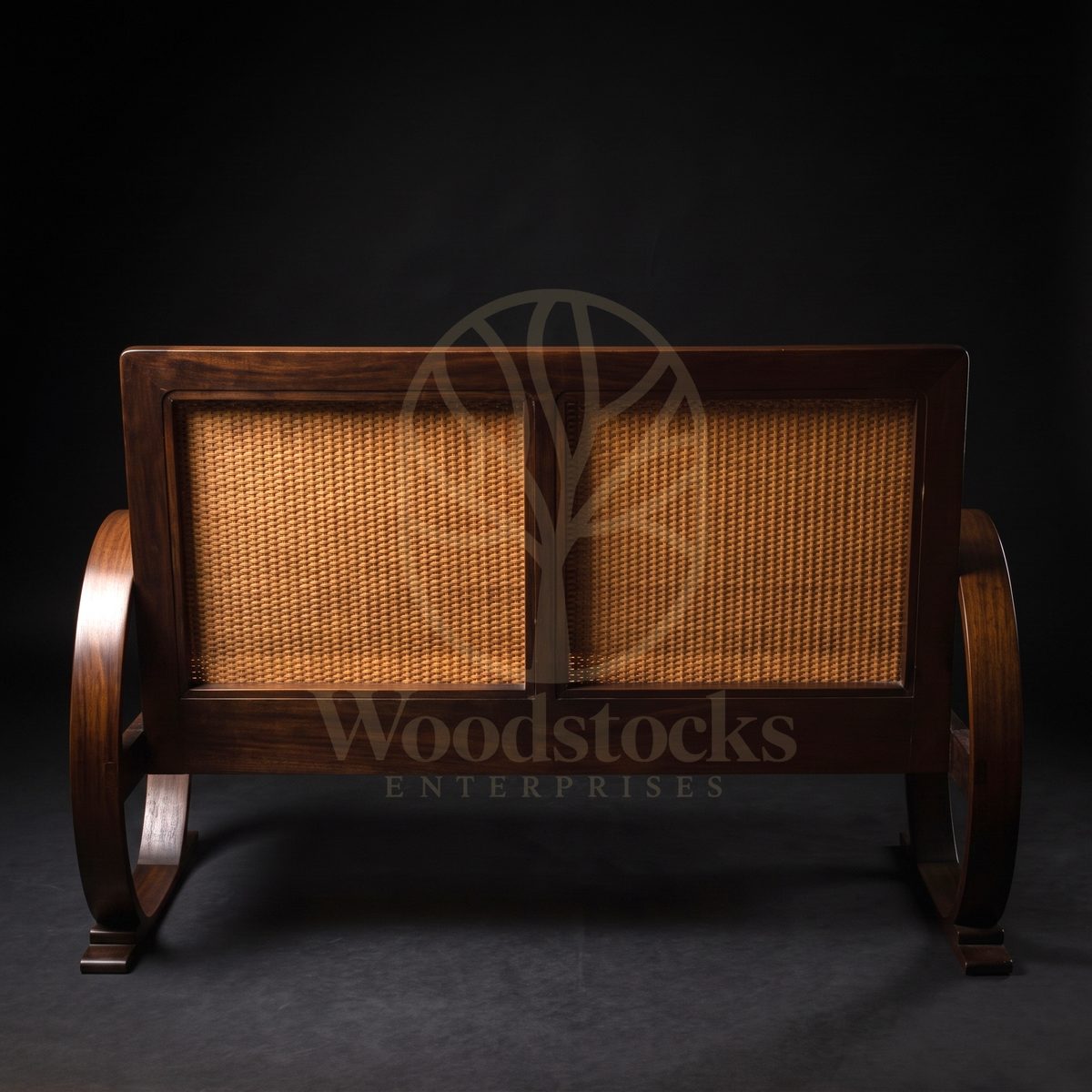Luxury Teak Côte d'Azur Art Deco Caned Settee, Saharanpur, view 3