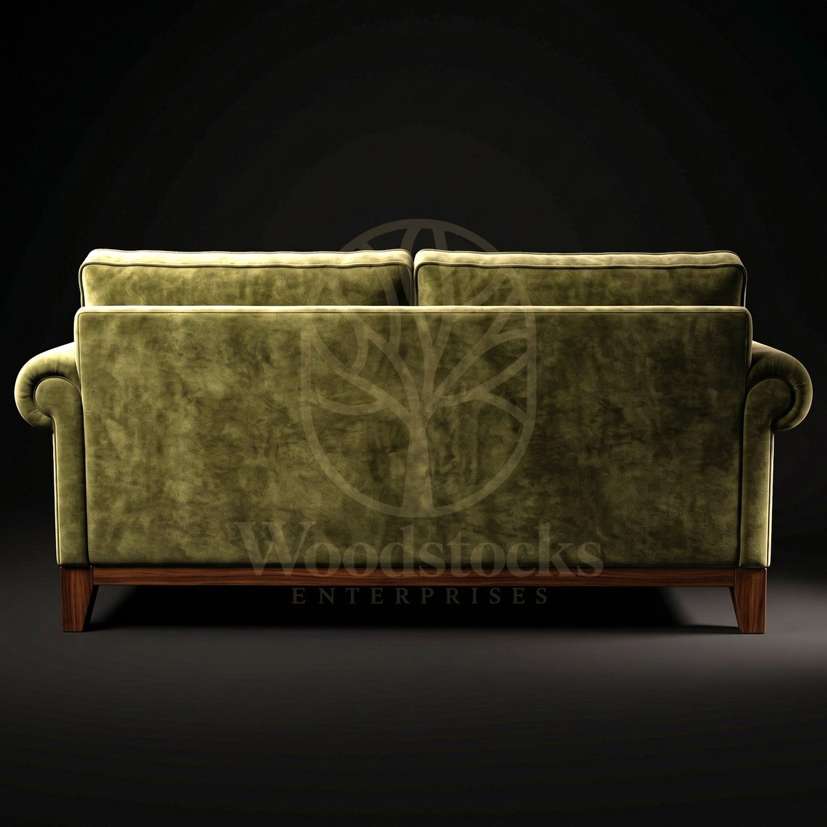 Luxury Teak Belgravia Moss Velvet Roll-Arm Sofa, Saharanpur, view 3