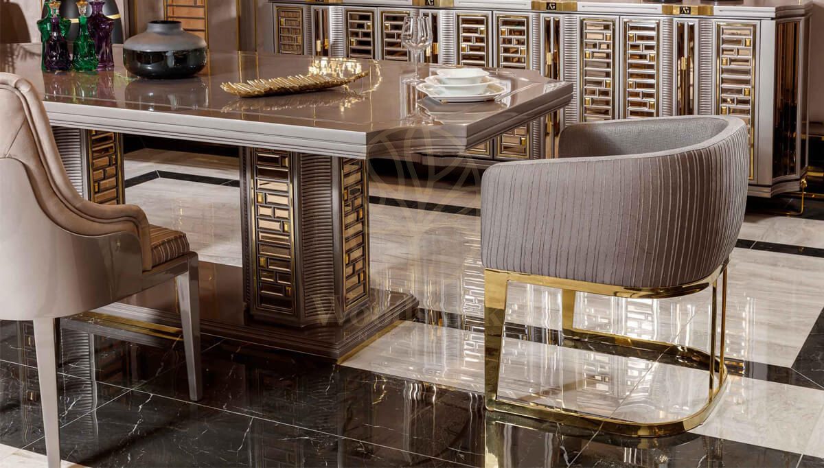 Royal Vietnam Bronze Hand Carved Teak Dining Table Set, Saharanpur, view 5