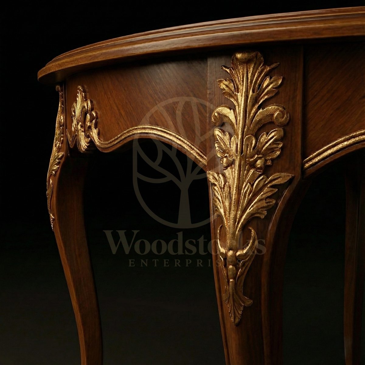 Royal Hand Carved Teak Whispers of the Petit Trianon Rococo Dining Ensemble, Saharanpur, view 4