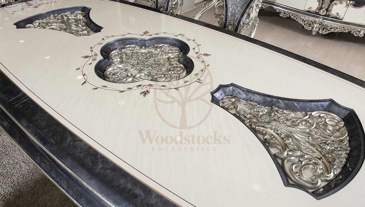 Royal Mercan Hand Carved Teak Dining Table Set, Saharanpur, view 7