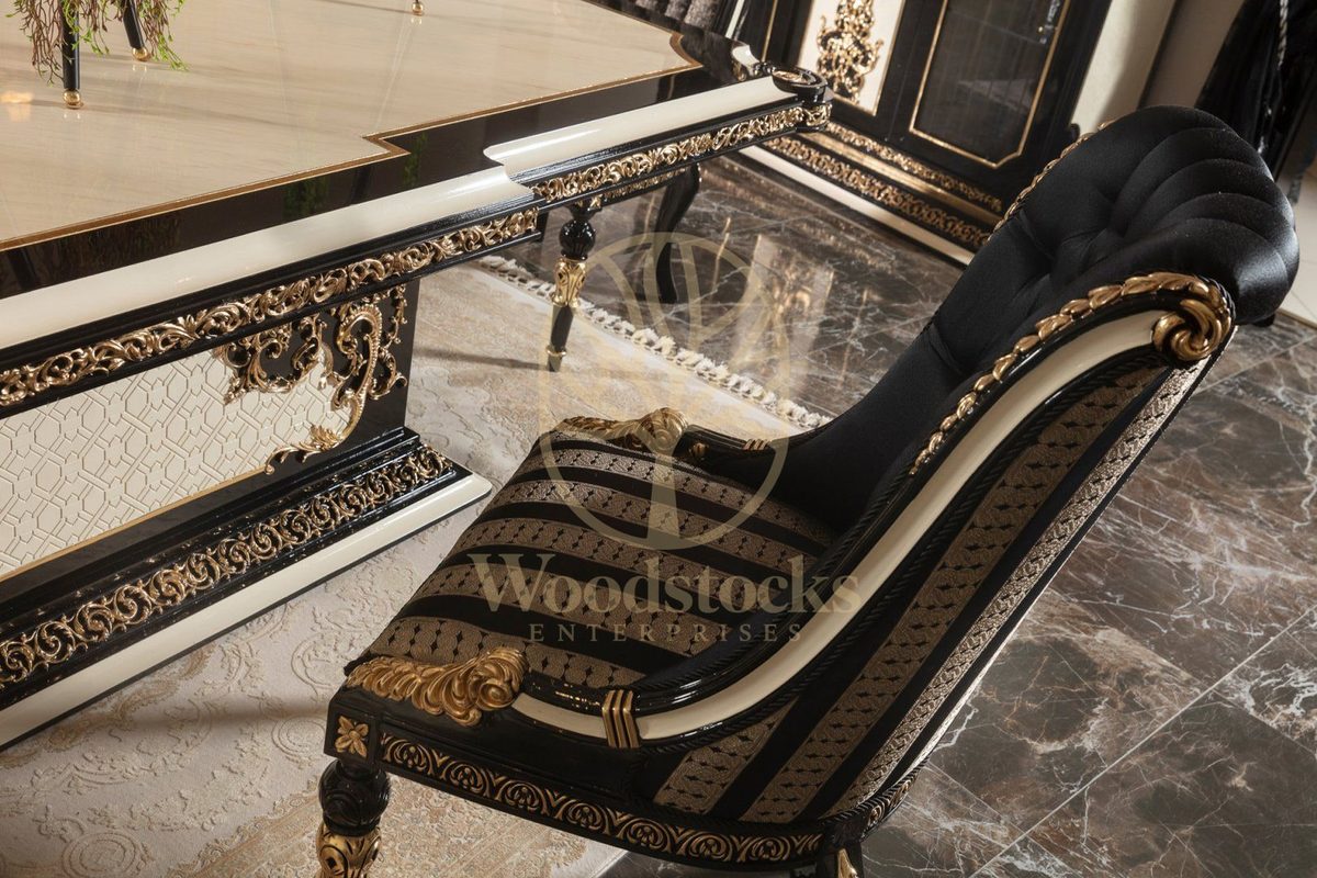 Teak Lyon Black and Gold Dining Set, alternate view