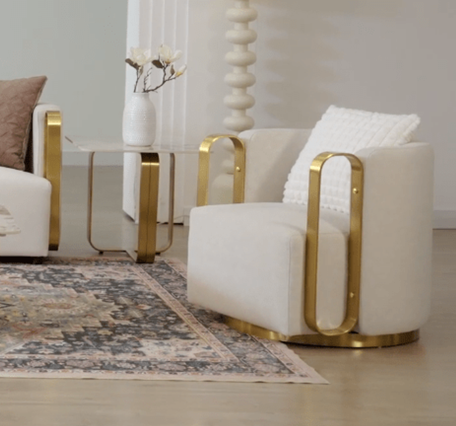 Luxury Gold Living Room Chair II, hand-carved to order at the Woodstocks workshop in Saharanpur