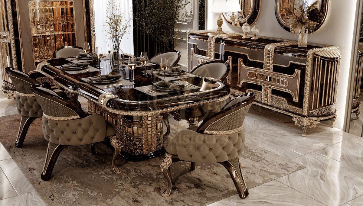 Royal Lavina Hand Carved Teak Dining Table Set, Saharanpur, view 6