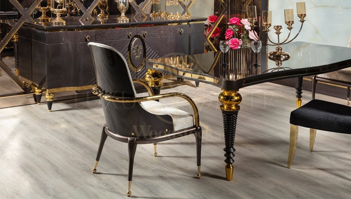 Luxury Viena Handcrafted Teak Dining Table Set, Saharanpur, view 2
