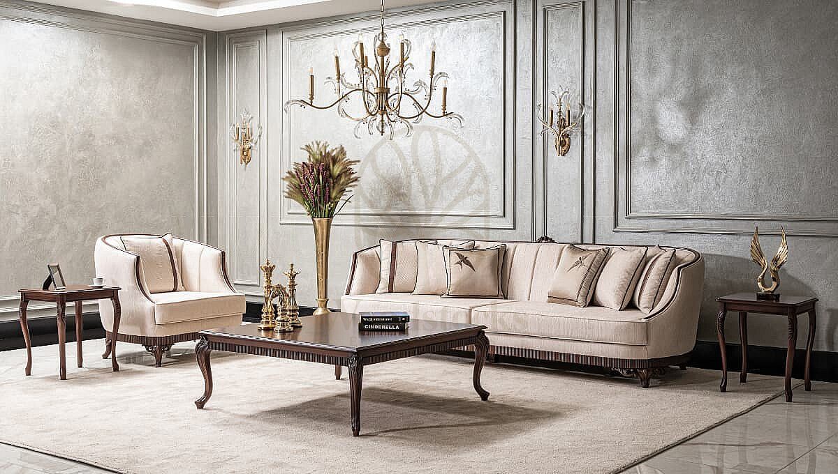 Luxury Karya Beige Handcrafted Teak Sofa Set, Saharanpur, view 2