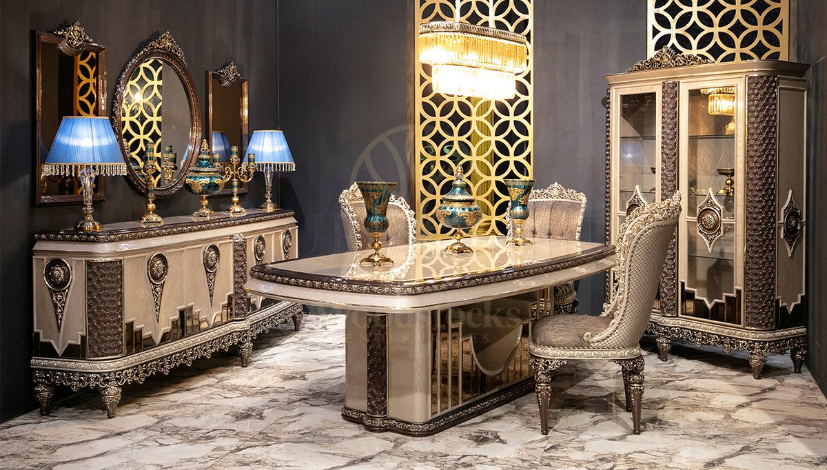 Royal Bolonya Hand Carved Teak Dining Table Set, Saharanpur, Dining Table