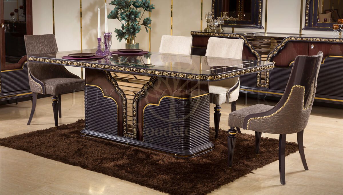 Royal Goksu Hand Carved Teak Dining Table Set, Saharanpur, view 4