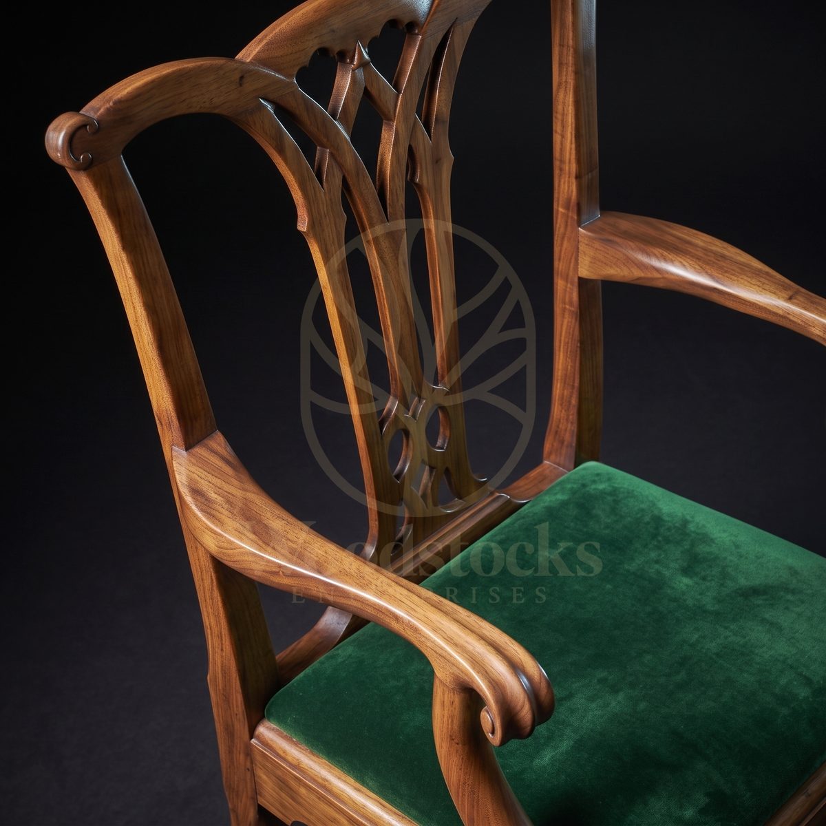 Hand Carved Teak Otley Chippendale Ball-and-Claw Elbow Chair, Saharanpur, view 3