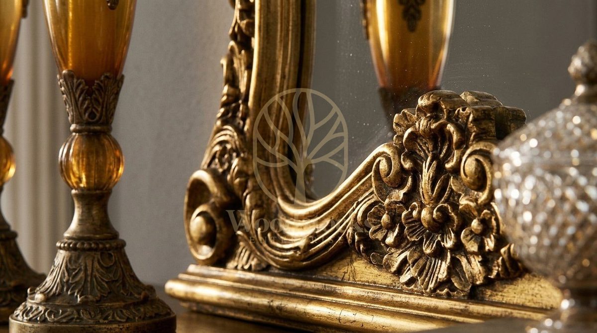 Teak Hand-Carved Antique Gold Dressing Table III, view 5