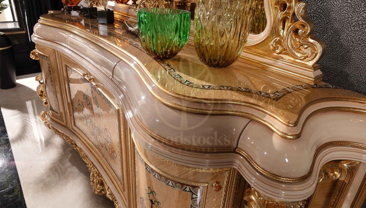 Royal Panamera Cream Hand Carved Teak Dining Table Set, Saharanpur, view 6