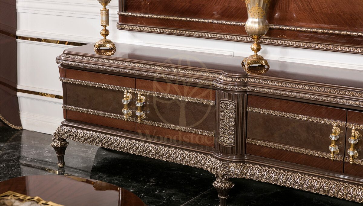 Royal Radiant Hand Carved Teak TV Cabinet, Saharanpur, view 3