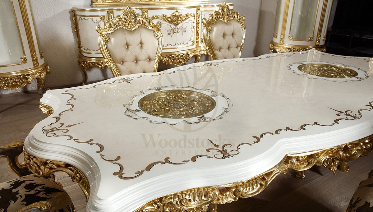 Royal Veliaht Hand Carved Teak Dining Table Set II, Saharanpur, view 3
