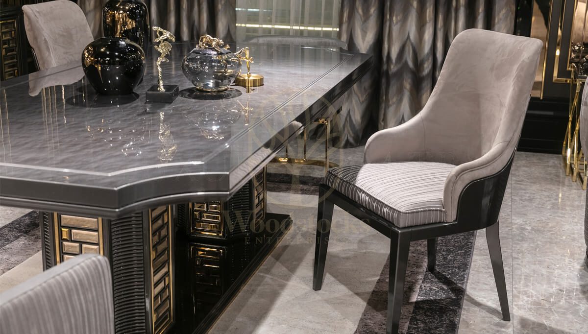 Luxury Vietnam Grey Handcrafted Teak Dining Table Set, Saharanpur, view 3