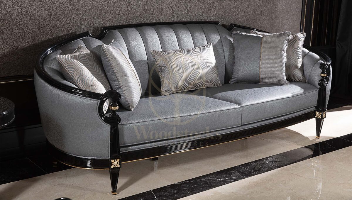 Luxury Caserta Grey Handcrafted Teak Sofa Set, Saharanpur, view 8