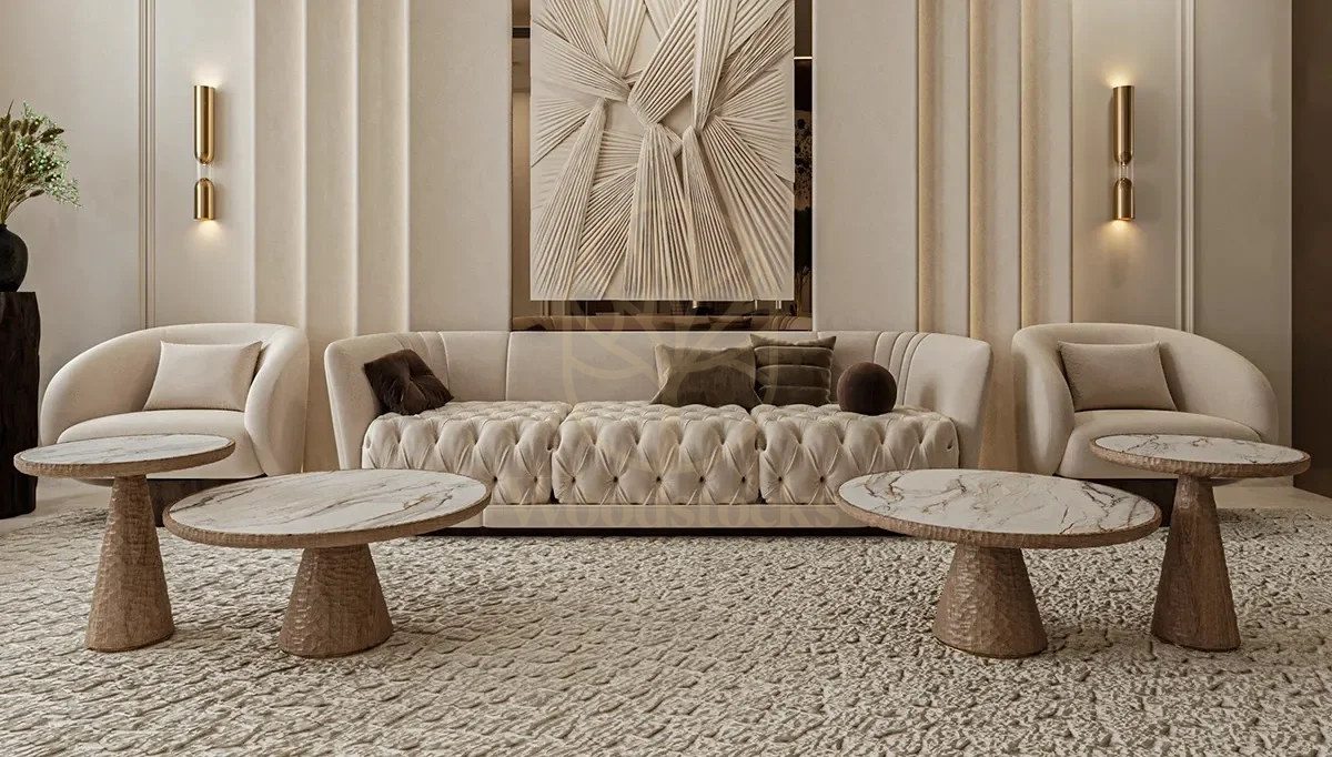 Royal Venezia Chesterfield Hand Carved Teak Sofa Set, Saharanpur, Sofa Set