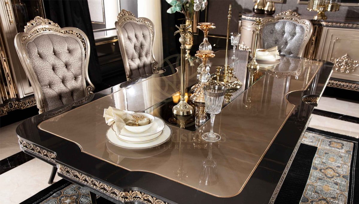 Royal Dominika Hand Carved Teak Dining Table Set, Saharanpur, view 5