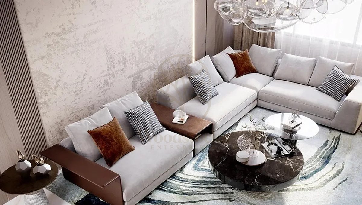 Luxury Soprano Handcrafted Teak L-Shape Sofa, Saharanpur, L Shape Sofa