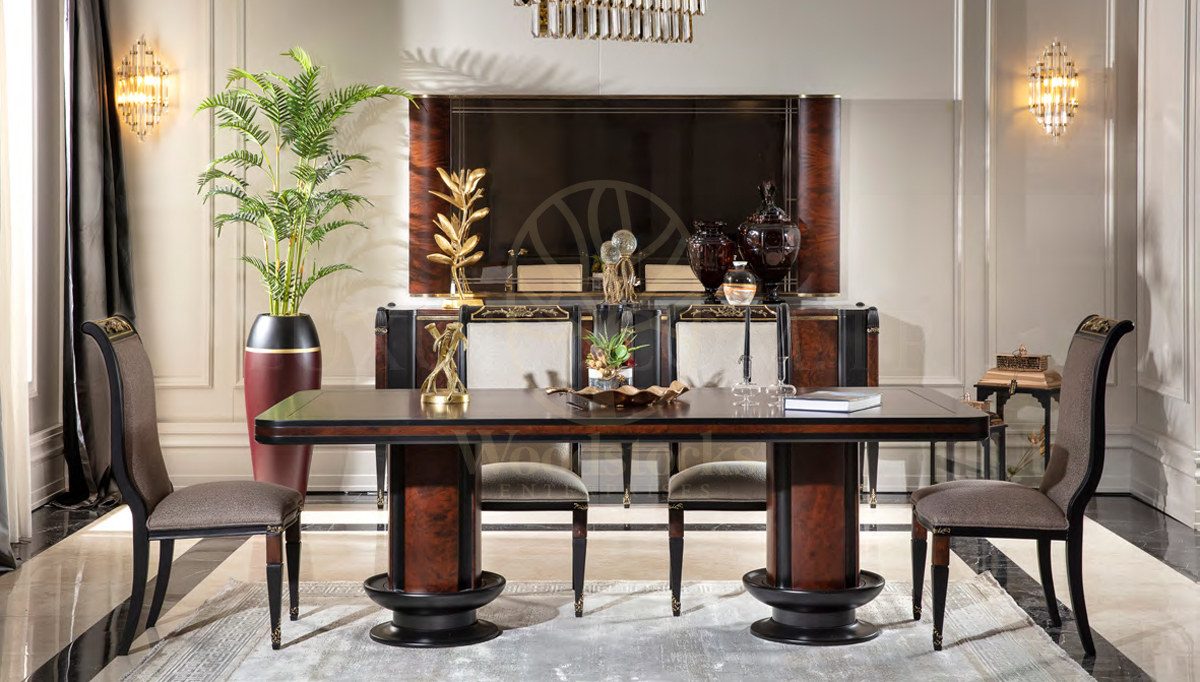 Royal Aldera Hand Carved Teak Dining Table Set, Saharanpur, view 2