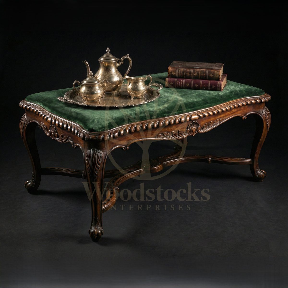 Royal Hand Carved Teak Salon Ottoman of the Hôtel de Soubise, Saharanpur, Center Table