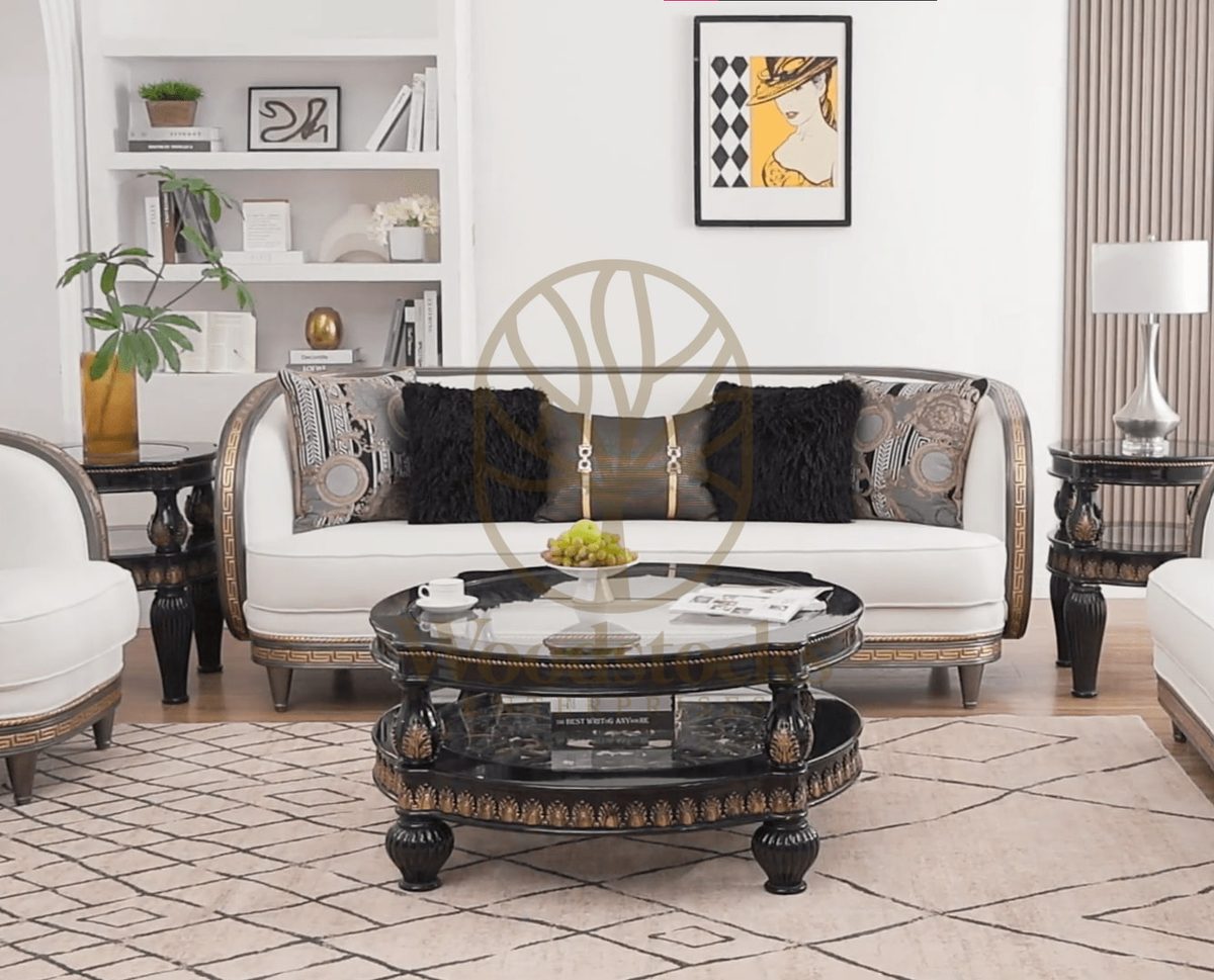 Teak Luxury White Sofa Set, Sofa Set