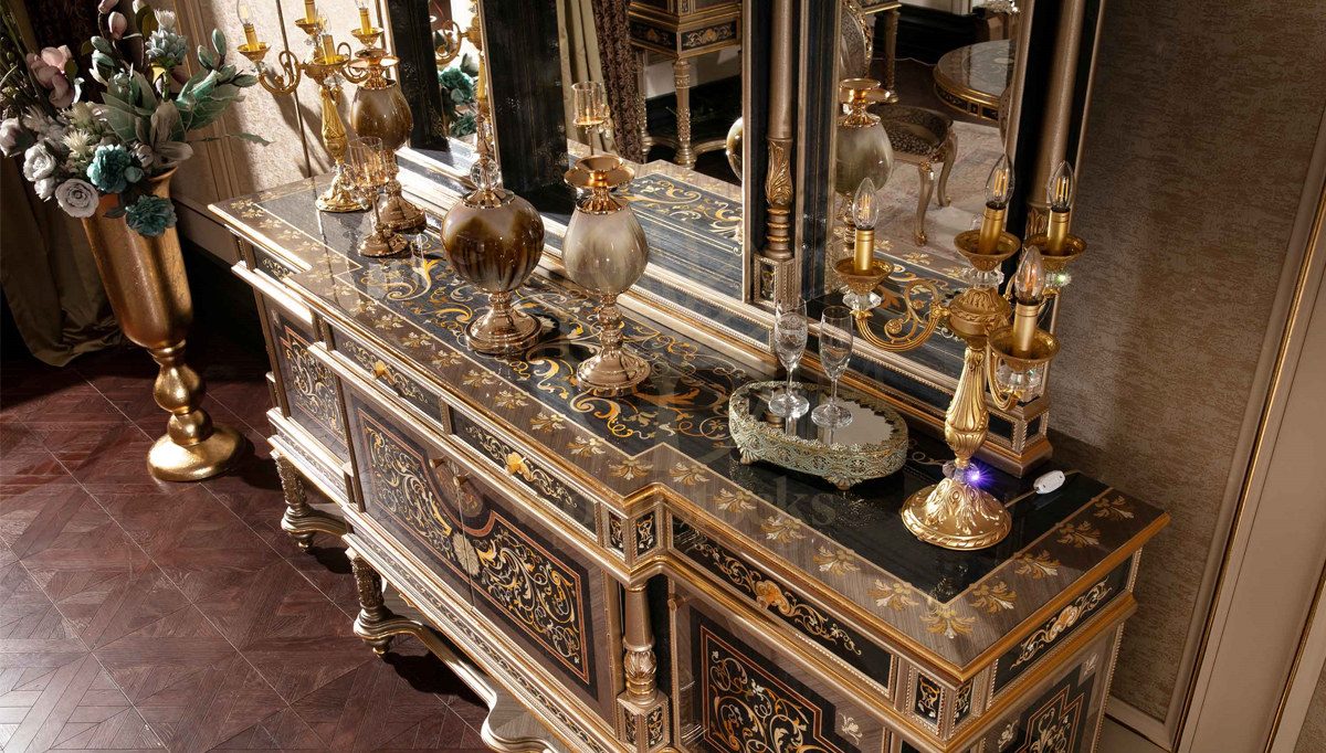 Royal Balamir Marquetry Hand Carved Teak Dining Table Set, Saharanpur, view 10