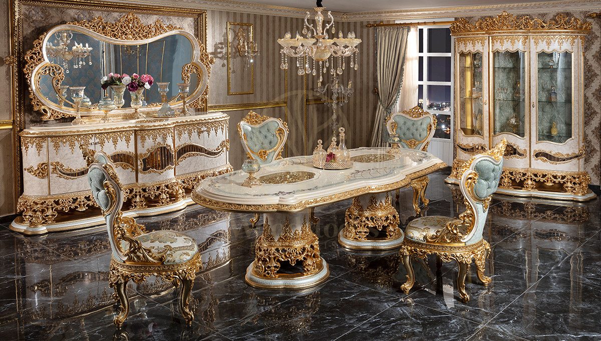 Royal Kralice Hand Carved Teak Dining Table Set, Saharanpur, Dining Table