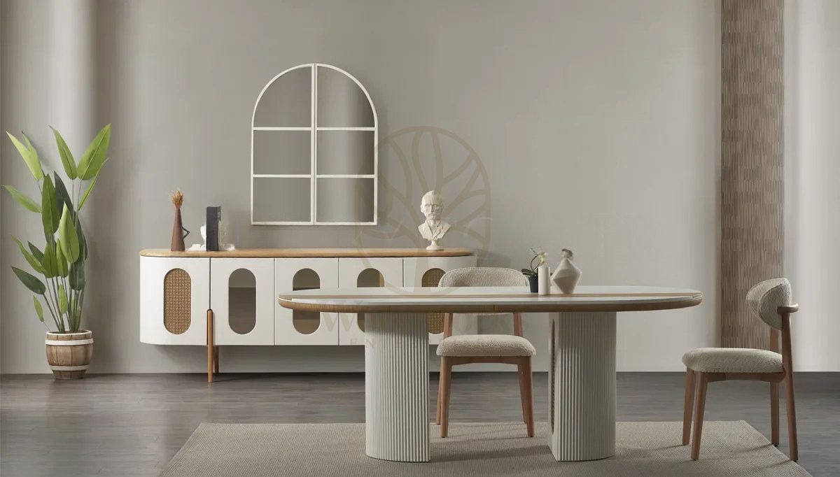 Luxury Avenzo Bohemian Handcrafted Teak Dining Table Set, Saharanpur, Dining Table