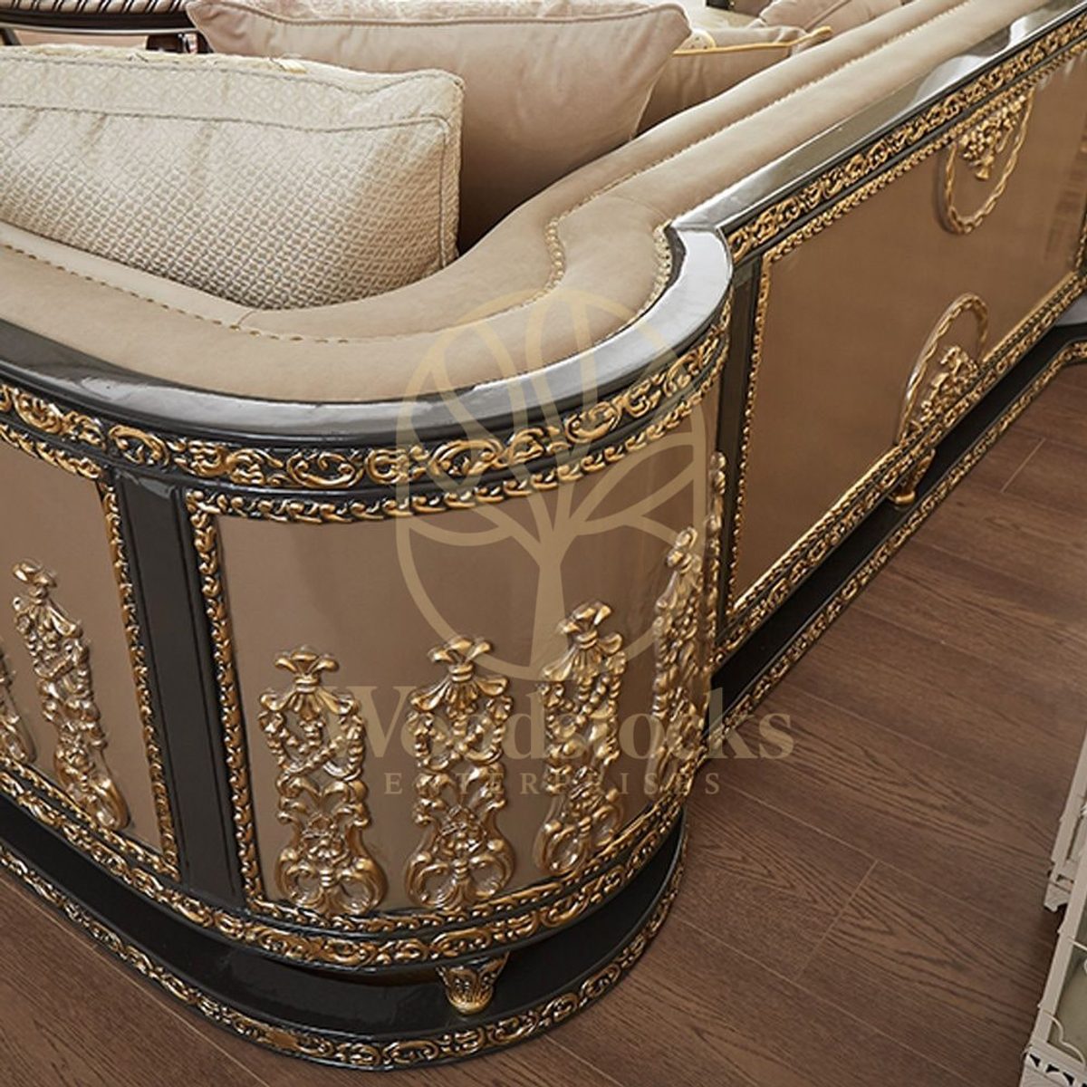 Teak Cabriole Turkish Sofa Set, view 5