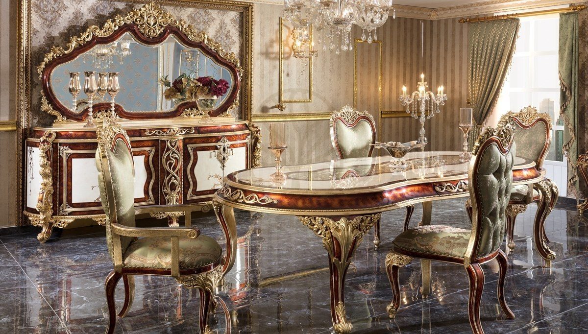 Royal Miresa Hand Carved Teak Dining Table Set, Saharanpur, view 2
