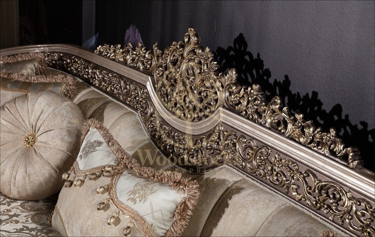 Teak Elegance Champagne and Gold Sofa Set, view 9