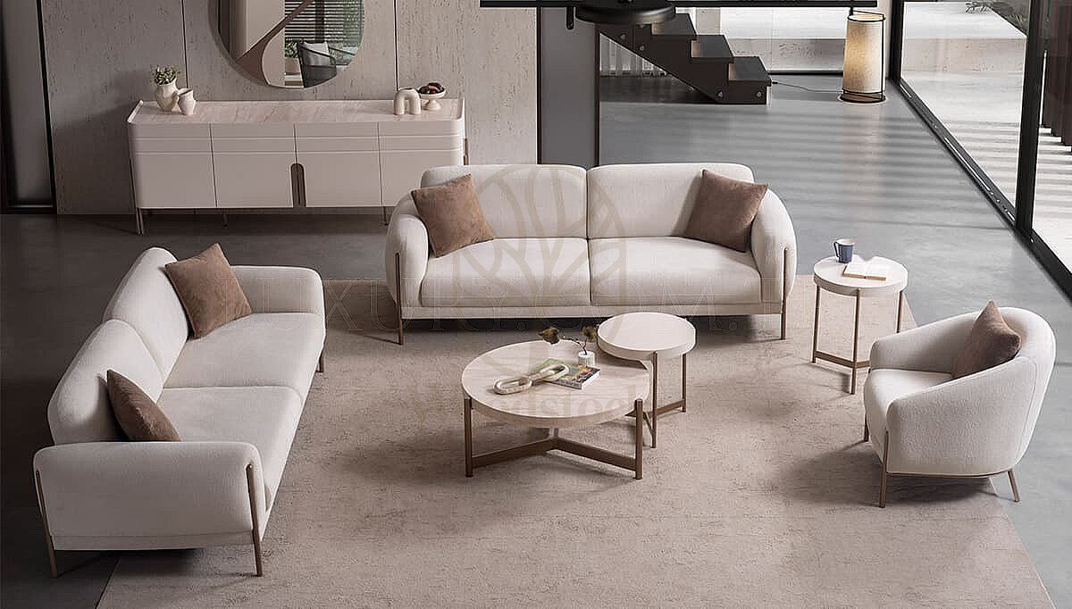 Luxury Zenith Beige Handcrafted Teak Sofa Set, Saharanpur, view 5