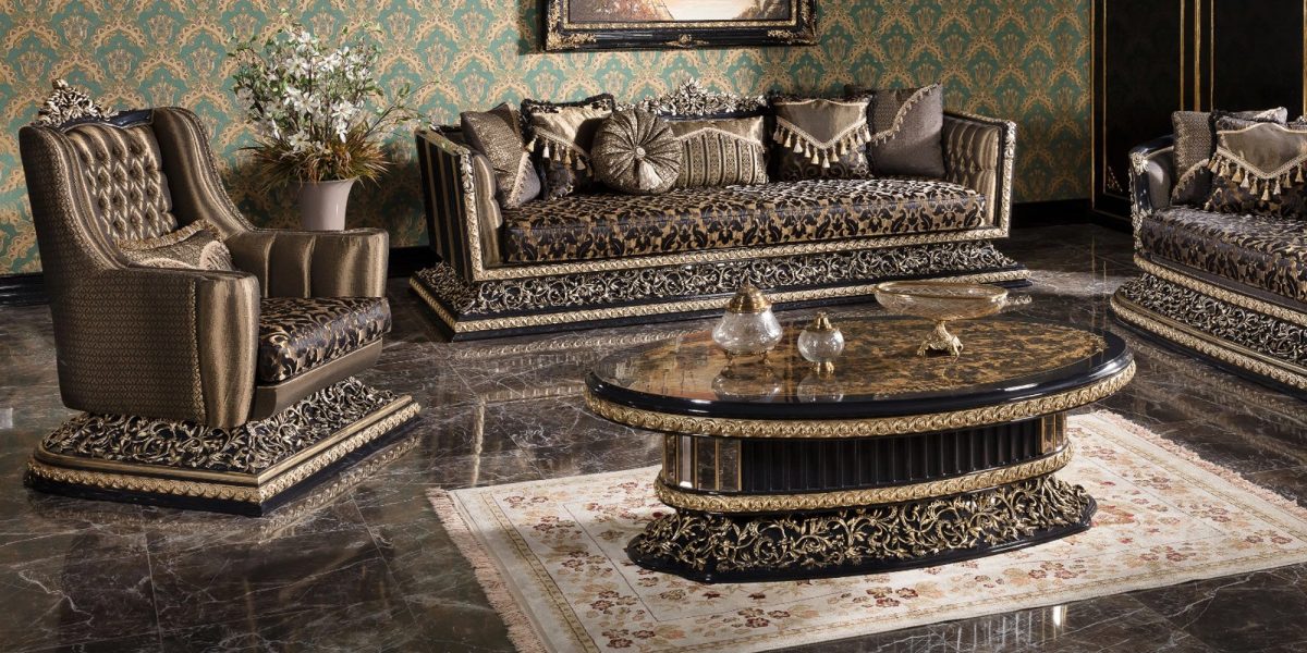 Teak Classic Taupe Wingback Sofa Set, Sofa Set