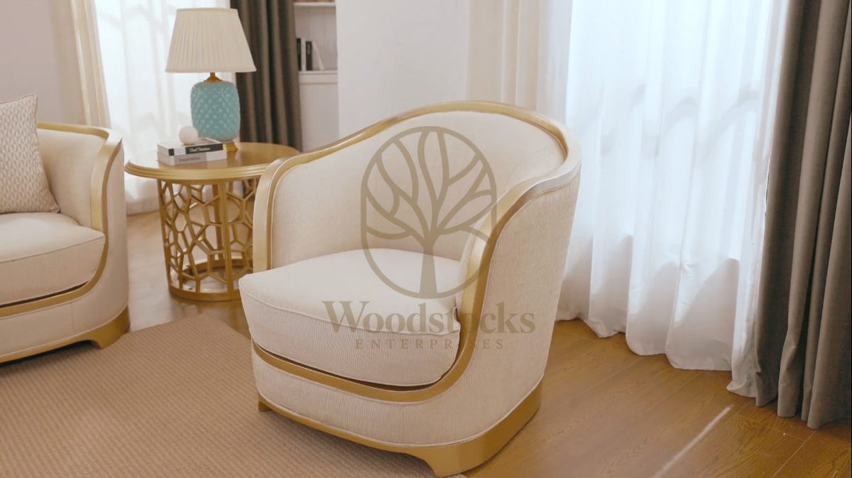 Teak Contemporary Gold Living Room Chair II, Chairs